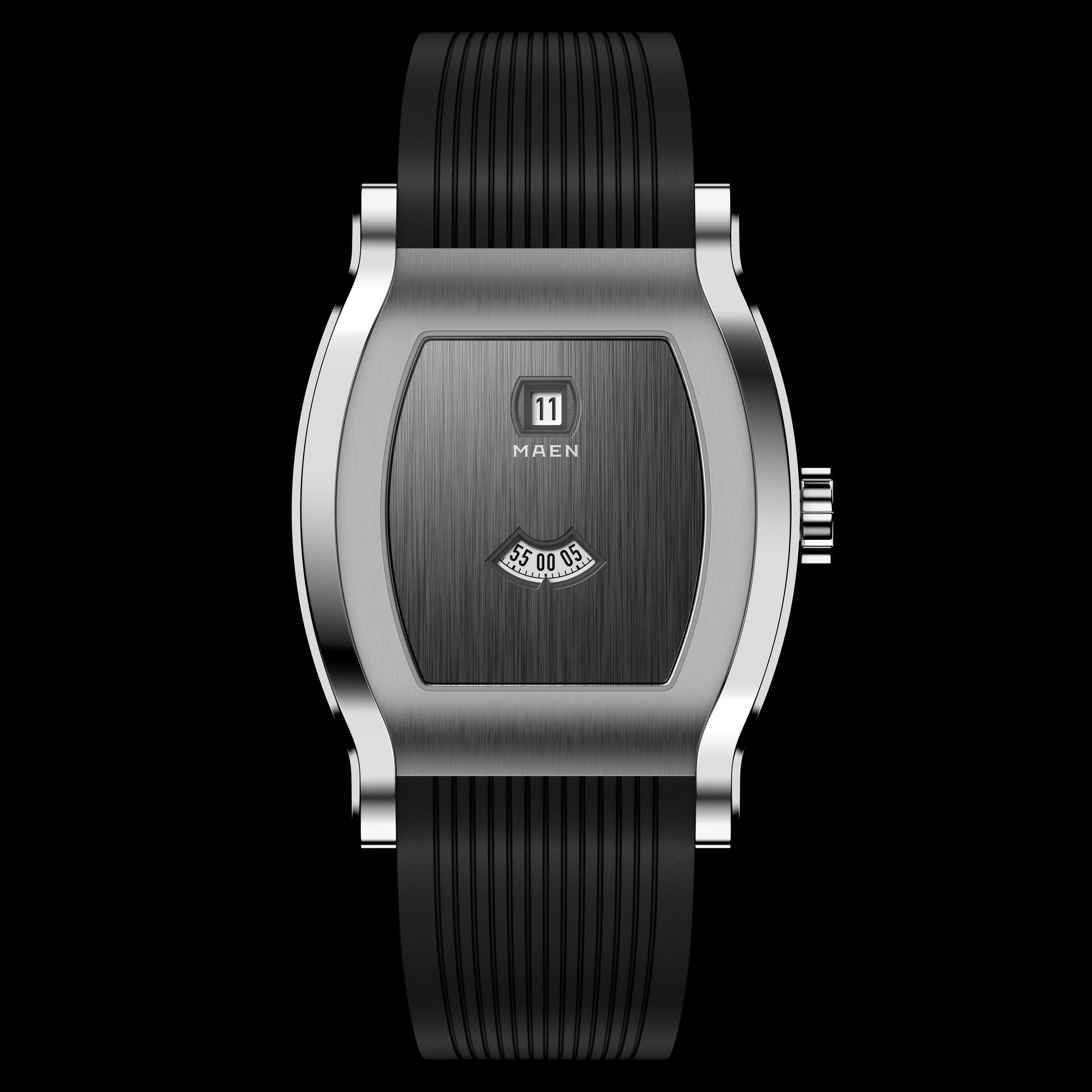 Grand Tonneau Jump Hour M8.1.2 – Anthracite Black dial, front