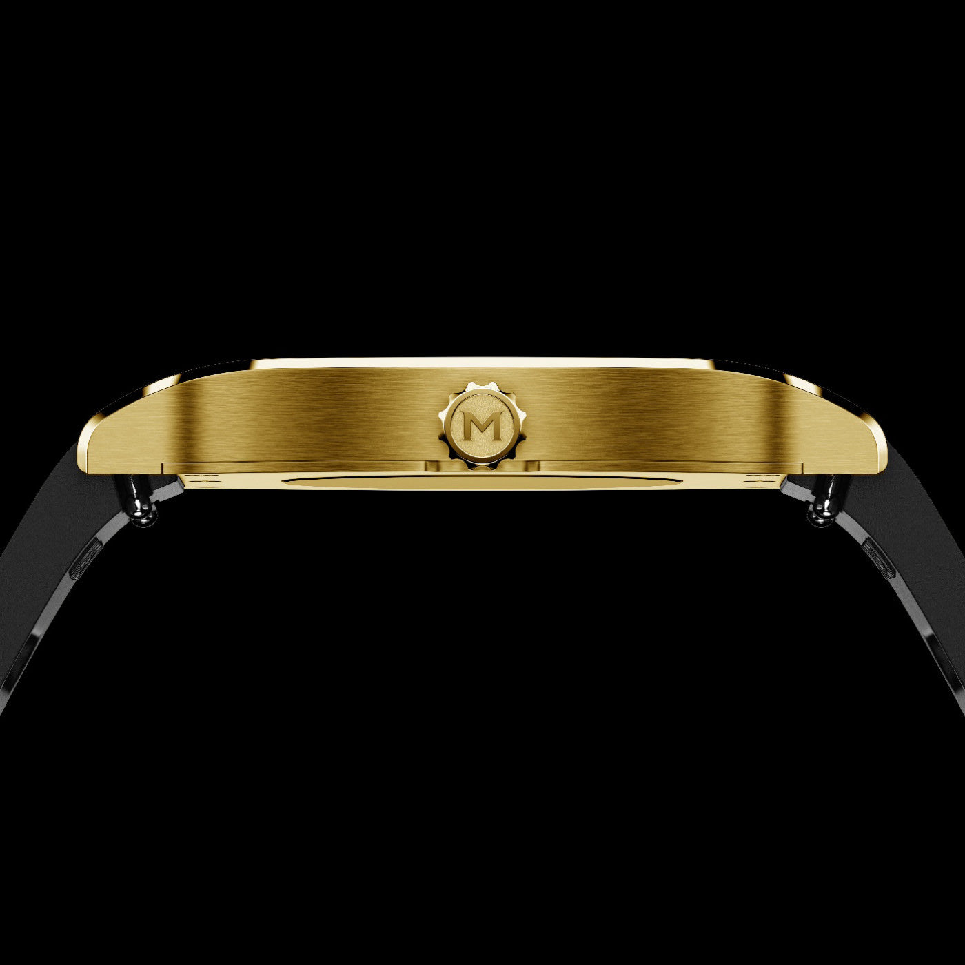Grand Tonneau Ultra-Thin gold-plated case seen from the side, 6.4 mm thin