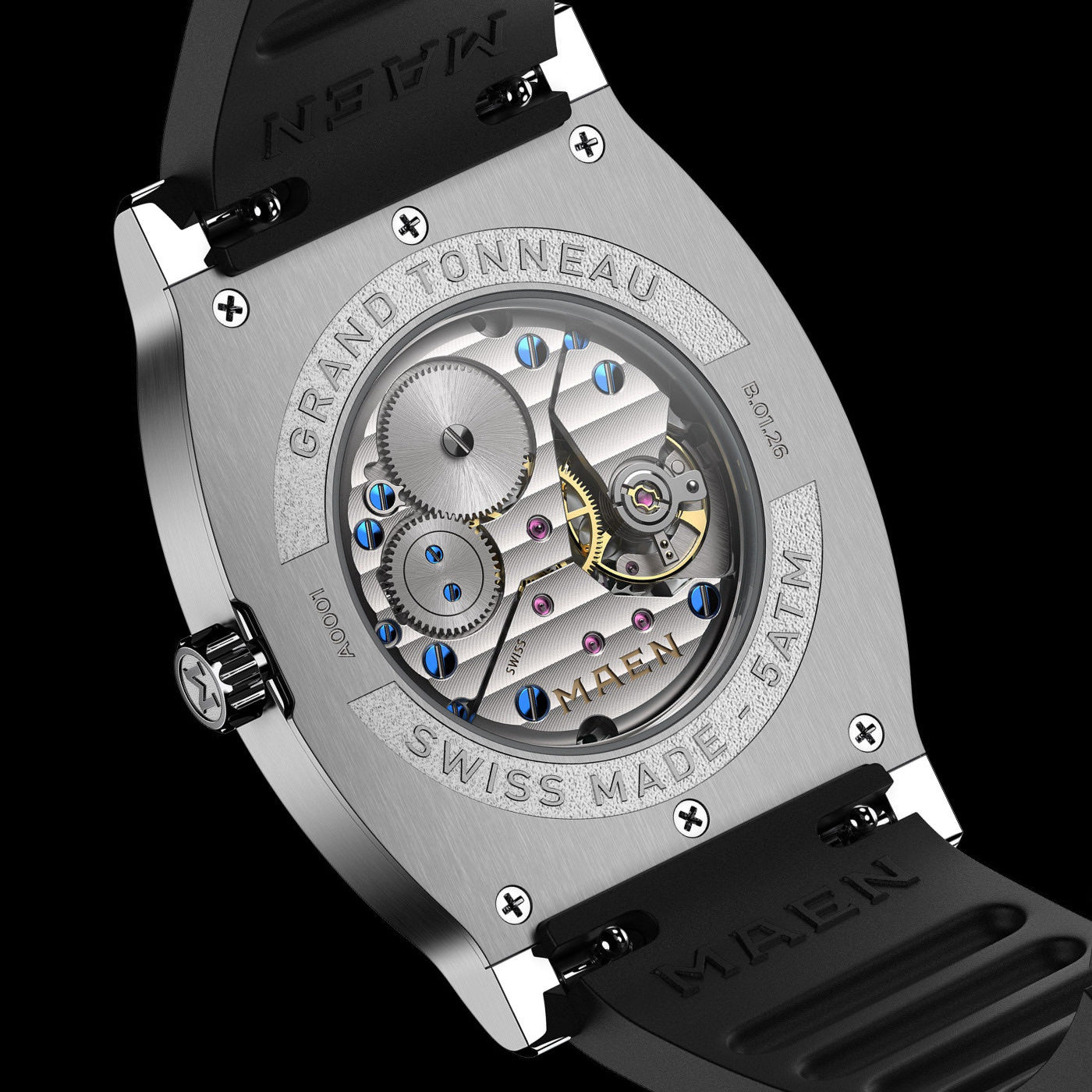 Grand Tonneau Ultra-Thin steel caseback with the La Joux-Perret D101 movement